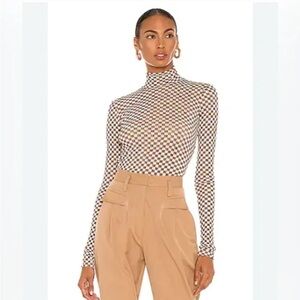 NANUSHKA Harri Turtleneck Top in Check